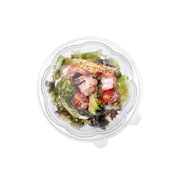 Pet Plastic Disposable Fruit Salad Clear Food Container with Dome Lid