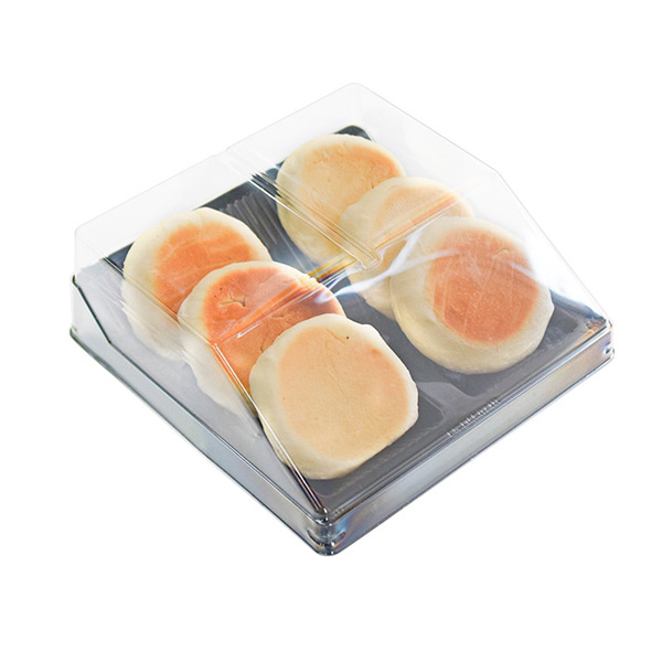 New Design 6 Pcs Single Insert Food Takeaway Pastry Paper Packaging with Clear Cover