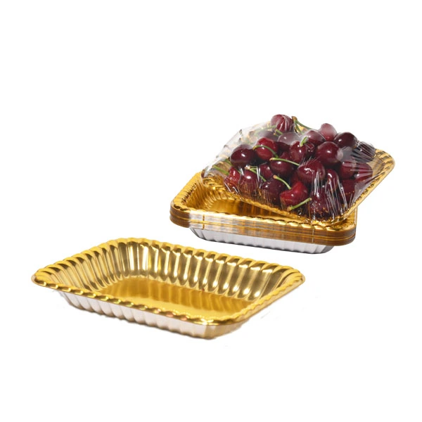 Lesui Golden Durable Food Serving Tray Bigger Size Luxury Premium Fruit Packaging Plastic Tray