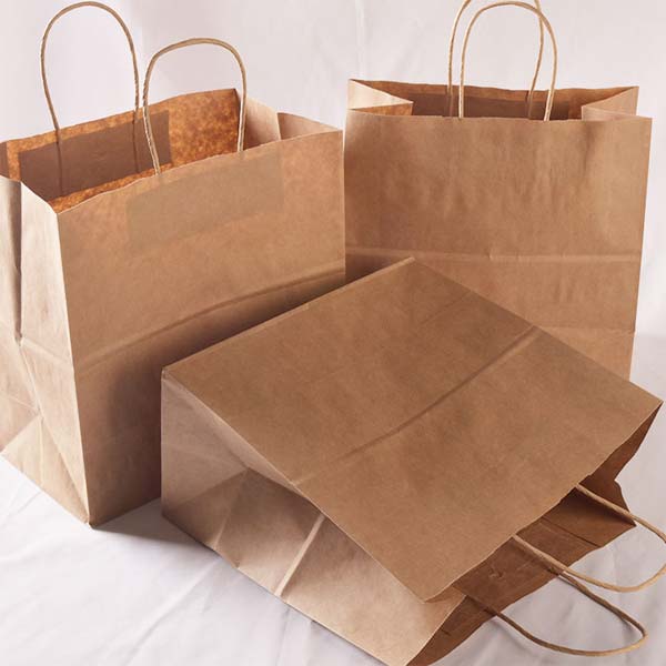 Custom Delivery Take out Packaging Carry Brown Kraft Takeaway Food Paper Bag