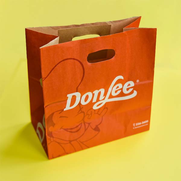 Wholesale Custom Logo Eco Friendly Red Kraft Paper Die Cut Shopping Bag