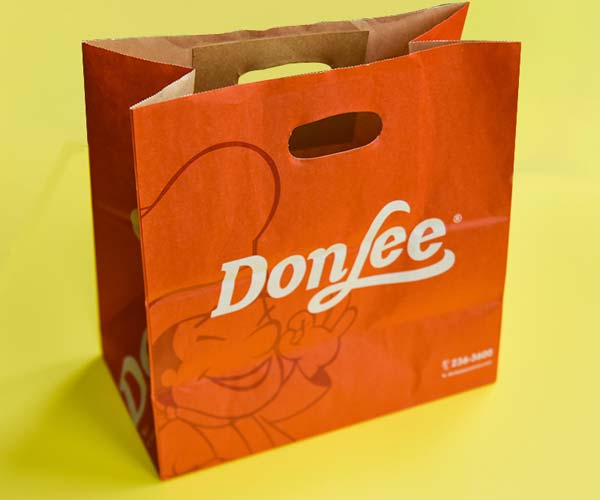 wholesale custom logo eco friendly red kraft paper die cut shopping bag