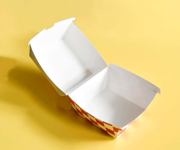 eco friendly biodegradable red and white paper food pack box