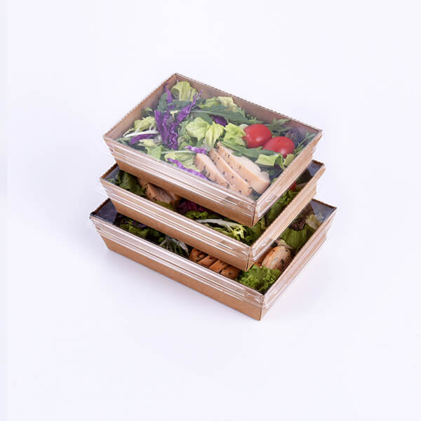 100% Eco Friendly Biodegradable Kraft Paper Disposable Food Salad Paper Box with Lid