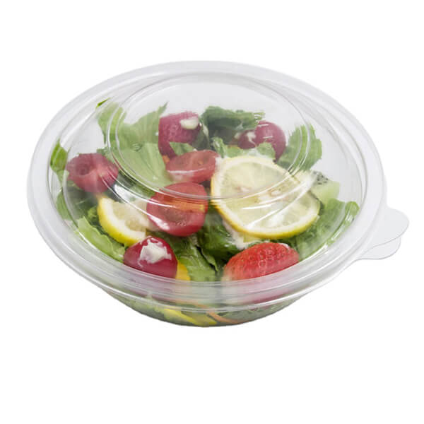 3 Compartments Transparent Pet Plastic Salad Packaging Box with Hinged Lids