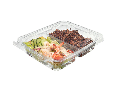 Disposable Hinged Lid Food Takeaway Clear Rip off Seal PET TAMPER-EVIDENT Box