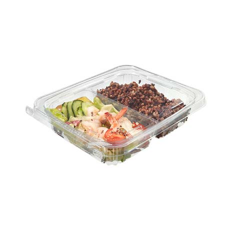 Disposable Hinged Lid Food Takeaway Clear Rip off Seal PET TAMPER-EVIDENT Box