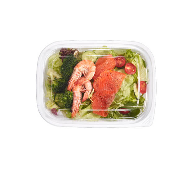 Disposable Container Plastic Multiple 2 Compartment Supermarket Box For Fruit Salad