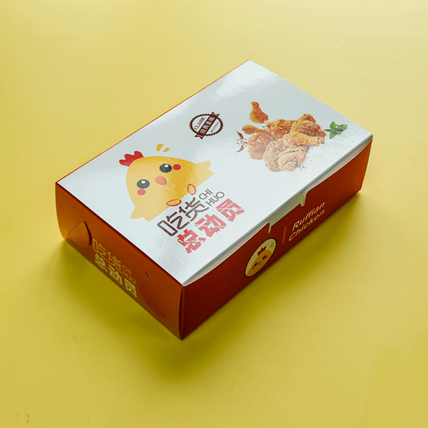 Yellow and Red Paper Food Take out Container with Waterproof Lid