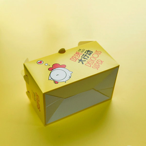 Cardboard Yellow Fast Food Packaging Container with Handle