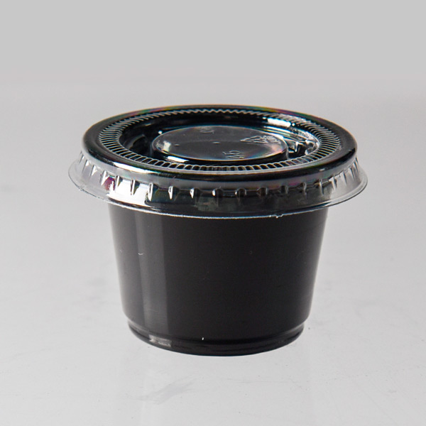Factory Customizable Disposable Clear Black Clear Mini Pet Sauces Cups with Lids