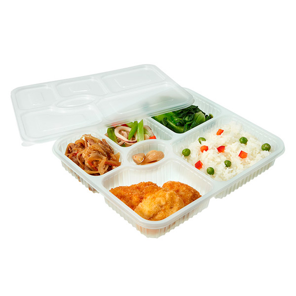 6 Compartment Microwavable Plastic Disposable Food Storage Lunch Boxes with Lids