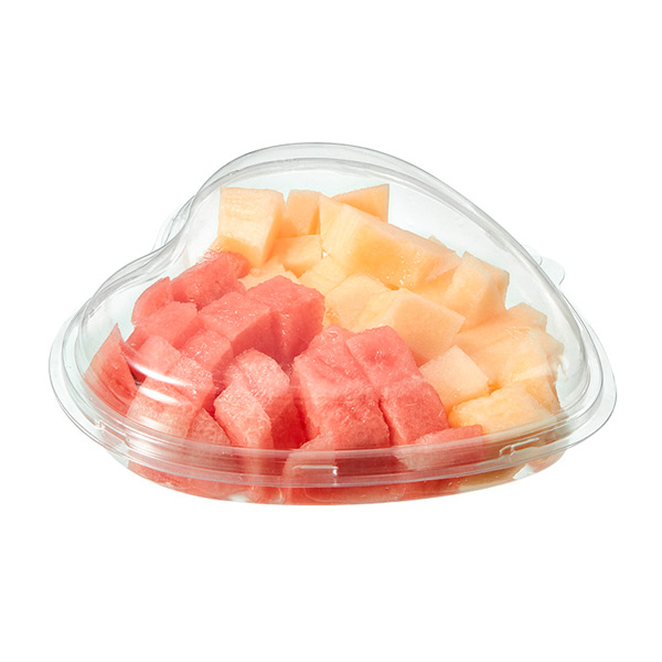 Reusable Heart Shape Food Clear Clamshell Folded Fruit Trays Storage Containers with Lid