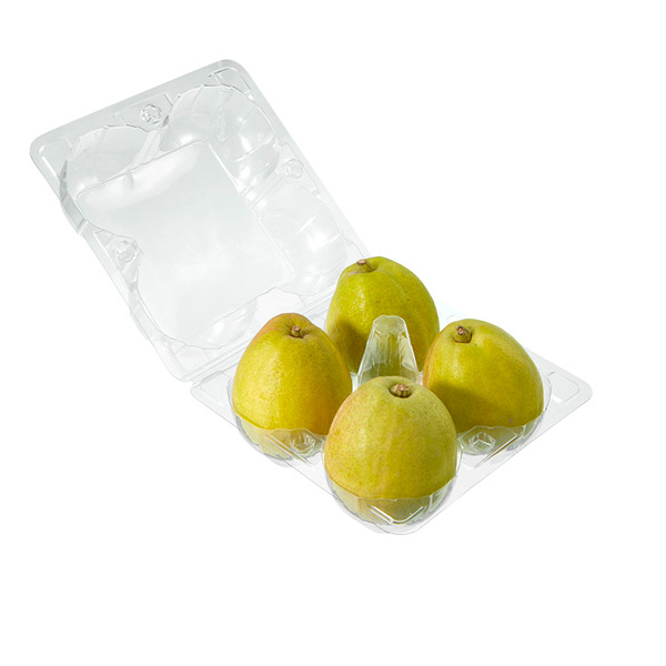 Wholesale Square Clear Plastic Fruit Pear Clamshell Punnet Box Packaging Container