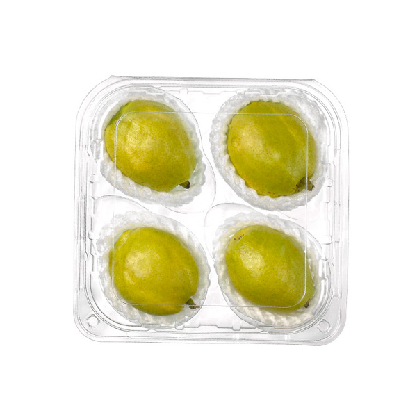 Custom Transparent Pet 4pcs Pears Plastic Fruit Packaging Containers with Lid