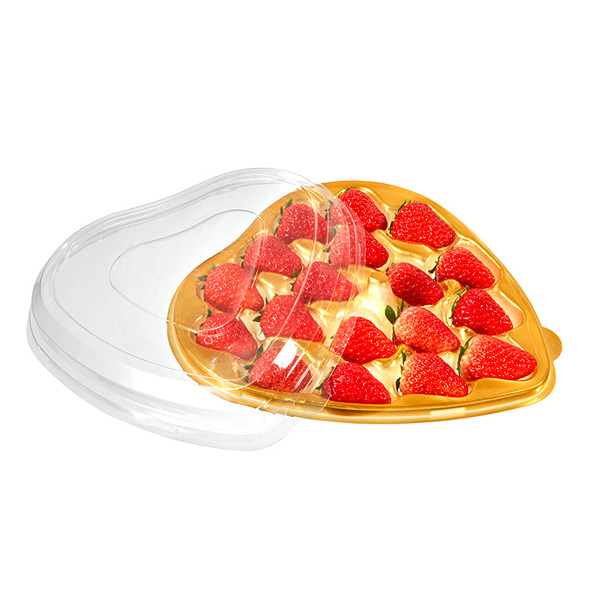 Luxury Golden Heart Shaped Strawberries Fruit Packaging Box with Lids