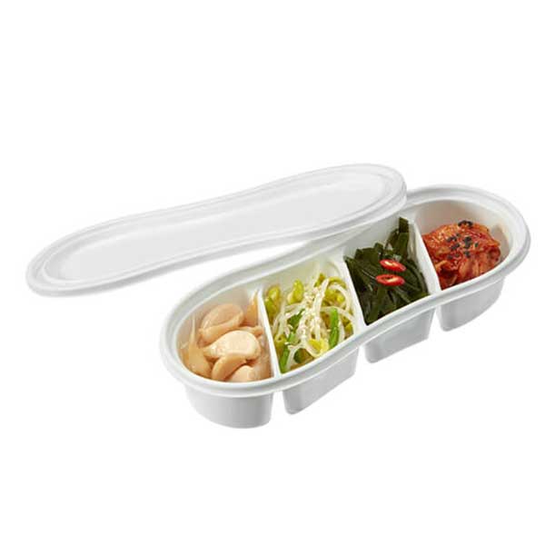 Custom 4 Compartment Rectangle Clear Transparent Pp Containers Disposable with Lid