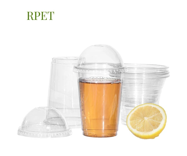 RPET Clear Disposable Plastic Clear Cold Drinks Cups With Lid