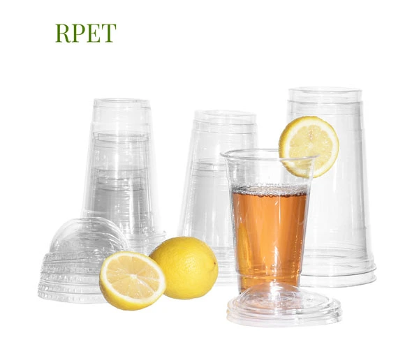 RPET Clear Disposable Plastic Clear Cold Drinks Cups With Lid