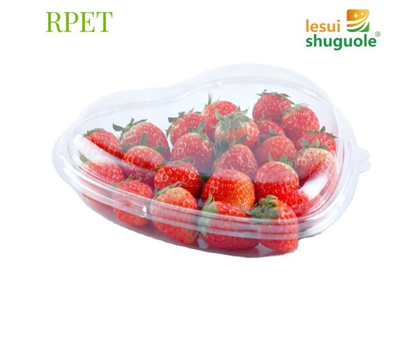 Wholesale RPET Clamshell Fruit Heart Shaped Packaging Container Disposable Plastic Fruit Box