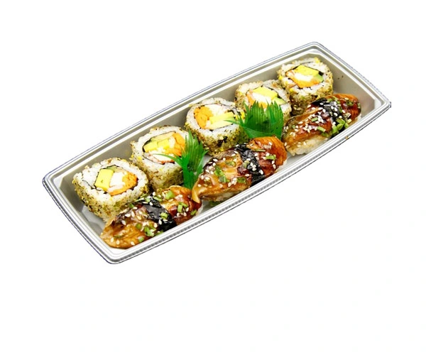 Eco Friendly Food Grade Disposable Plastic Sushi Container Food Tray With Lid
