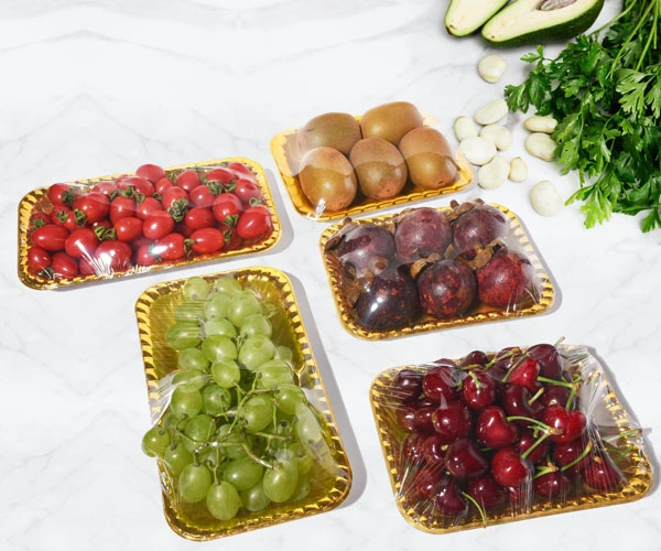 Lesui New Luxury Packaging Golden Plastic Tray For Premium Fruit