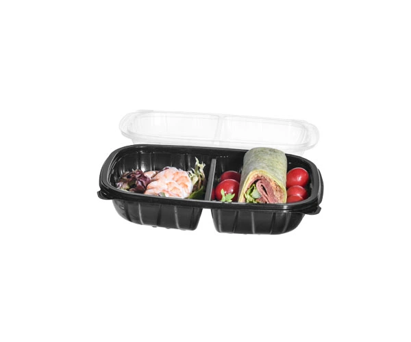 Lesui 2 Compartments Lunch Food Restaurant To Go Container With Hinged Lid