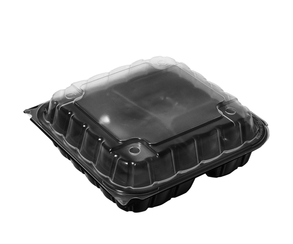 Lesui new design 1650ml 3 compartments microwaveable hot food takeaway container with anti-fog lid