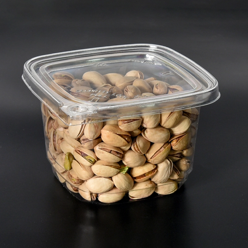 Factory 16 Oz Pet Transparent Tamper Evident Seal Disposable Plastic Hinged Containers