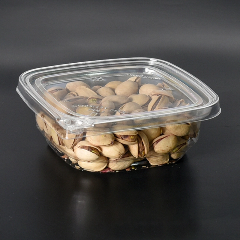 Wholesale Square Plastic Hinged Salad Food Nut Vegetable Container Tamper Evident Container