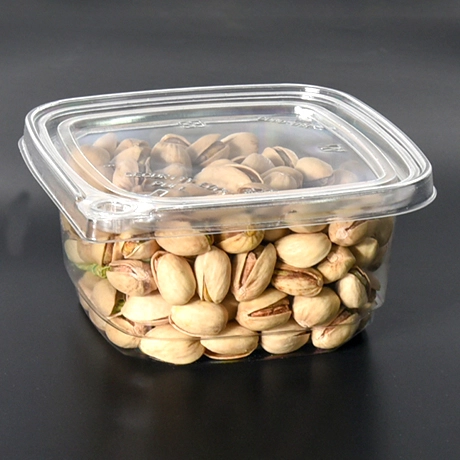 12oz clear square shaped food container tamper evident packaging with lid