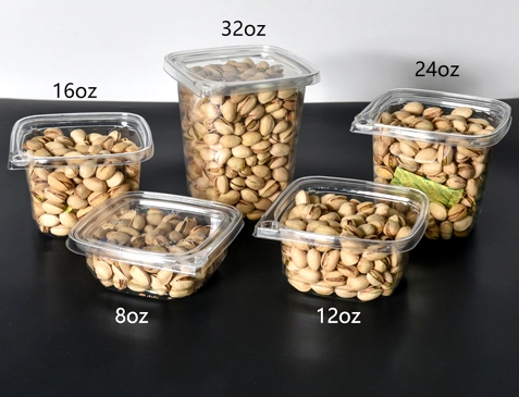 Wholesale Square Plastic Hinged Salad Food Nut Vegetable Container Tamper Evident Container