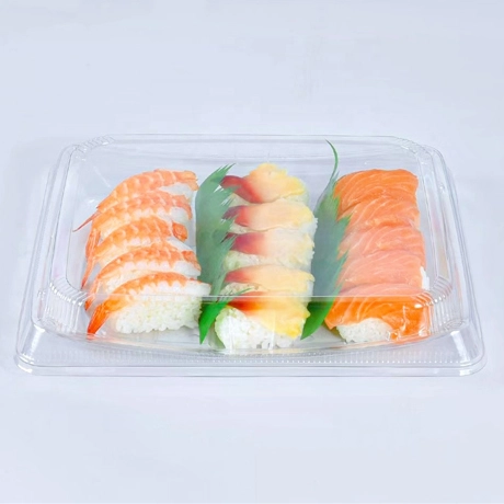 11 inch 32oz square whole clear disposable square sushi packaging container