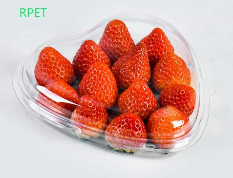 Wholesale RPET Clear Fruit Heart Shaped Packaging Container Disposable Plastic Fruit Box