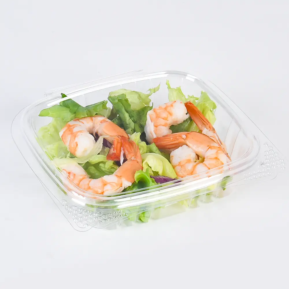 PET Disposable Transparent Fruit Salad Container Plastic Salad Packaging Bowls