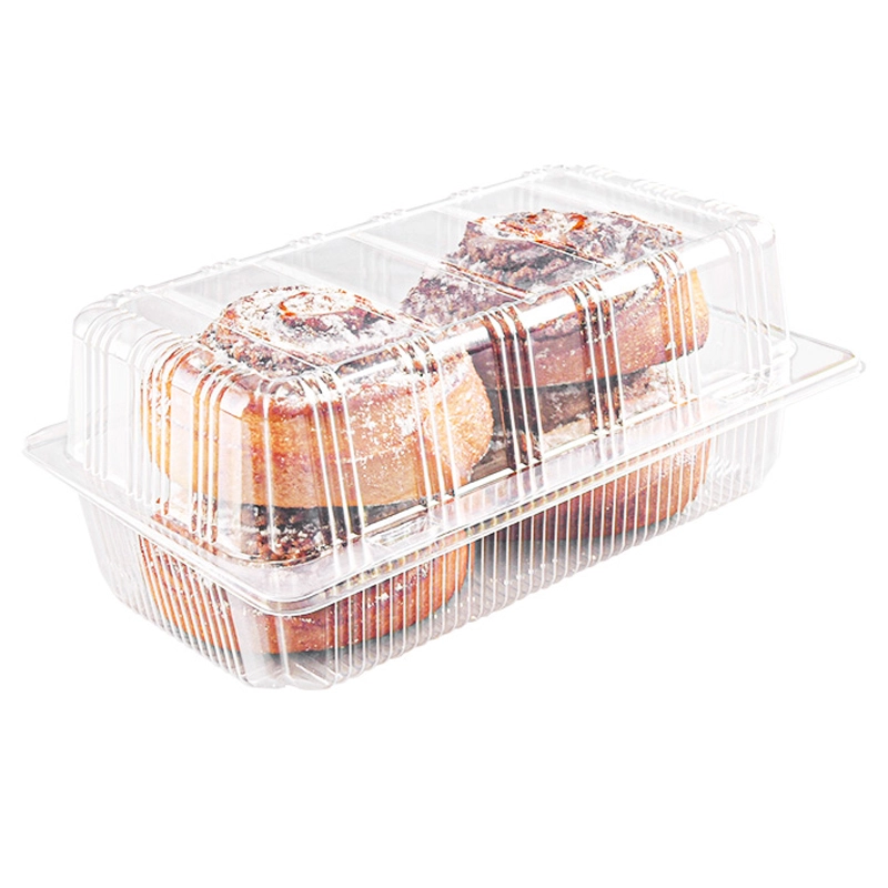 Wholesale Disposable Pastry Bread Containers Rectangle PET Bakery Cake Packaging Box with Clear Lid