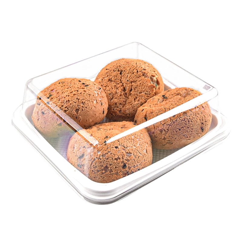 Wholesale Square PET Rectangle White Bakery Cake Packaging Box with Clear Lid