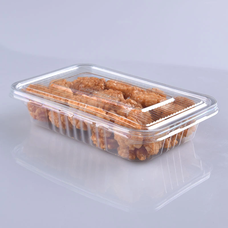 Custom Rectangle Recyclable PET Clear Disposable Plastic Cookies Cake Bread Containers
