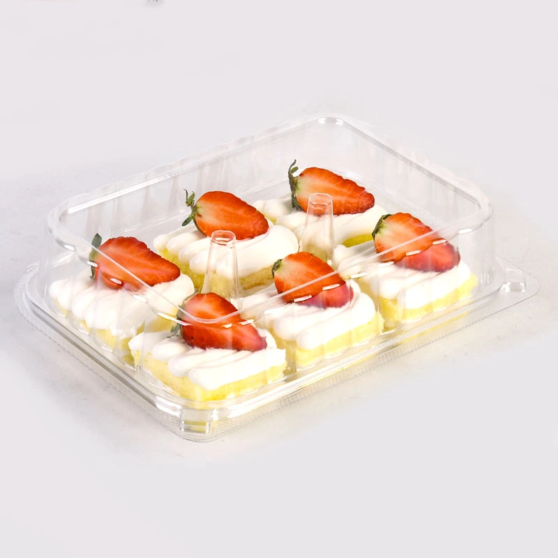 Factory Directly Recyclable Rectangle PET Bakery Packaging Boxes Transparent Cake Bakery Containers
