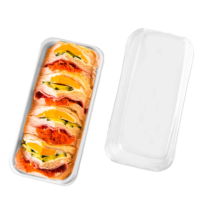 Food Grade PET 4 Pcs Pies Snack Packaging Box Blister White Packaging Bread Cookie Sandwich Containers