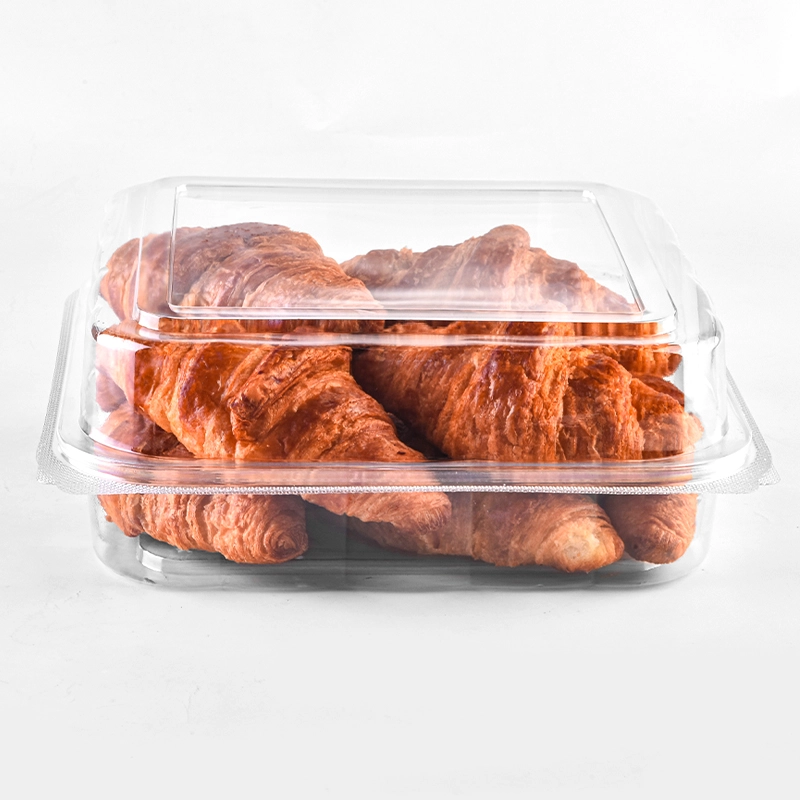Wholesale PET Rectangle Bakery Pastry Packaging Food Takeaway Cookies Cake Bread Container