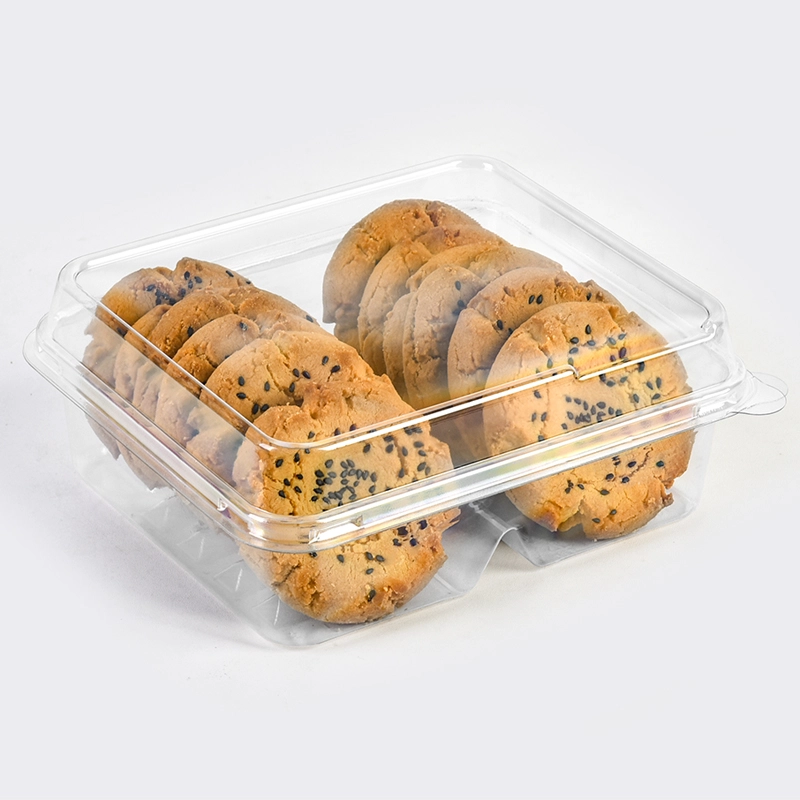 Two Cookies Individe Packaging Bread Pastry Cake Container with PET Clear Cover