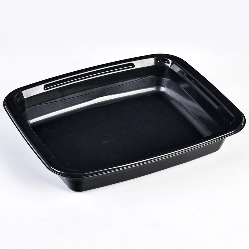 32oz Large Capacity Rectangle Black Disposable CPET Ready Meal Trays