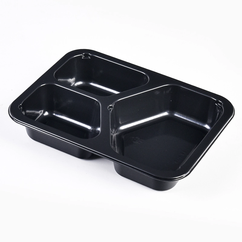 1.7 inch Deep 3 Compartment Disposable Oven Safe CPET Food Meal Prep Containers