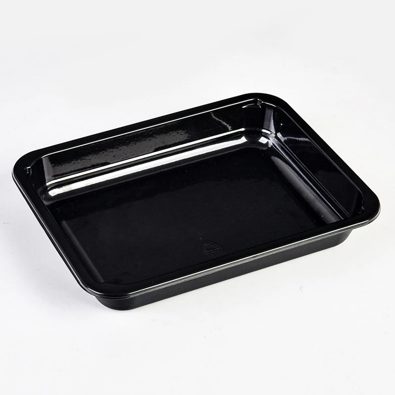Eco-friendly 16oz Black Dual Ovenable CPET Plastic Disposable Airline Food Trays