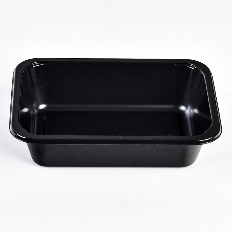 20oz Disposable Airline Food Packaging Trays Black Rectangle CPET Meal Prep Containers