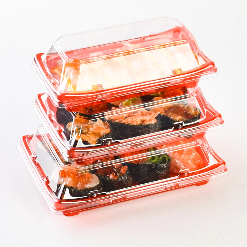Disposable Plastic Sushi Togo Boxes Food Grade PET Sushi  Takeaway Packaging for Restaurant Use